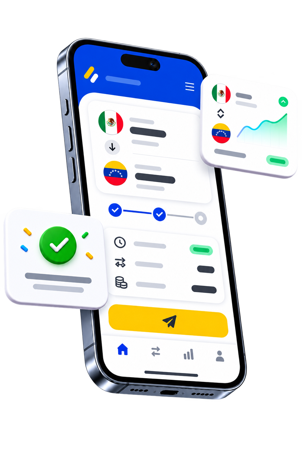 Pantalla de la aplicación de VZLARemesas mostrando un envío de México a Venezuela